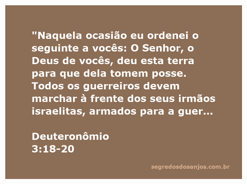 Imagem representando a instrução de Deus a Moisés sobre a conquista da terra prometida aos israelitas em Deuteronômio 3:18-20.