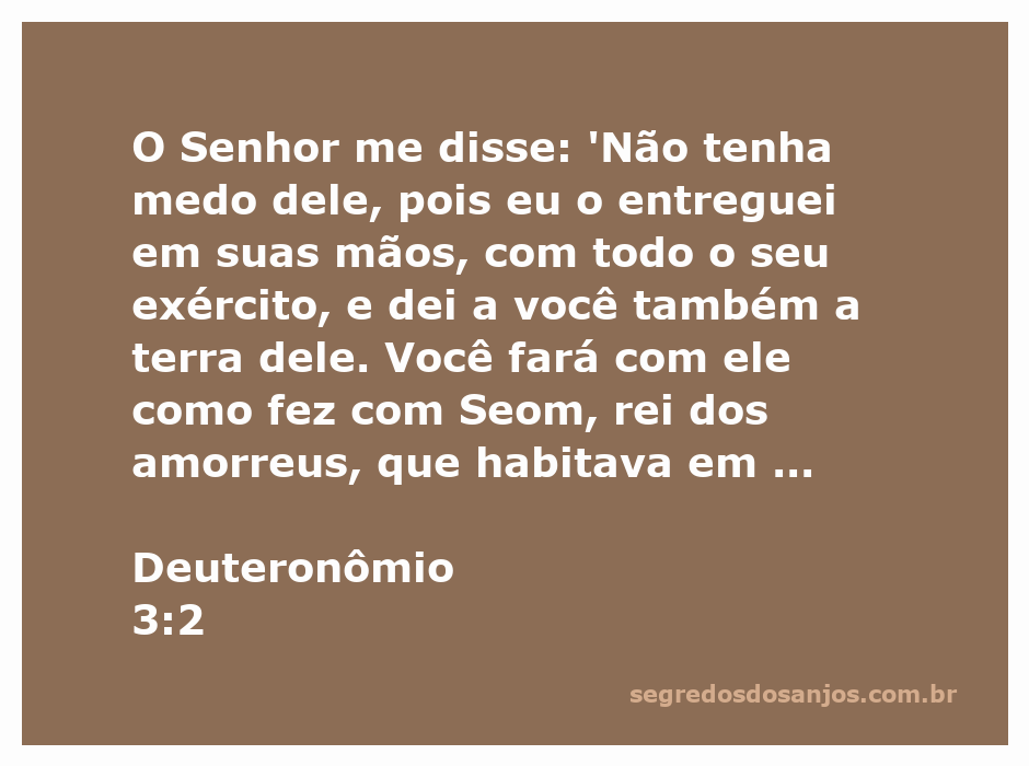 Ilustração da passagem de Deuteronômio 3:2, mostrando a confiança em Deus diante de desafios.