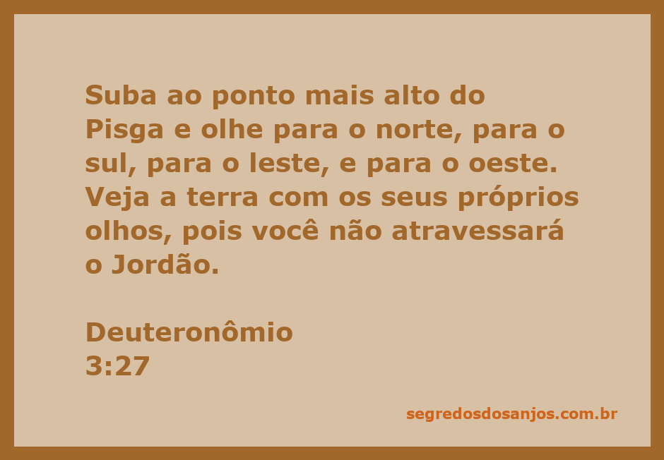 Vista panorâmica do Monte Pisga, com ênfase nas direções norte, sul, leste e oeste, representando Deuteronômio 3:27.