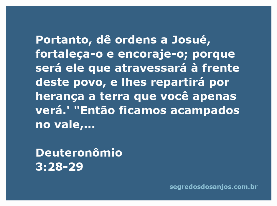 Moisés encorajando Josué antes da travessia da terra prometida.