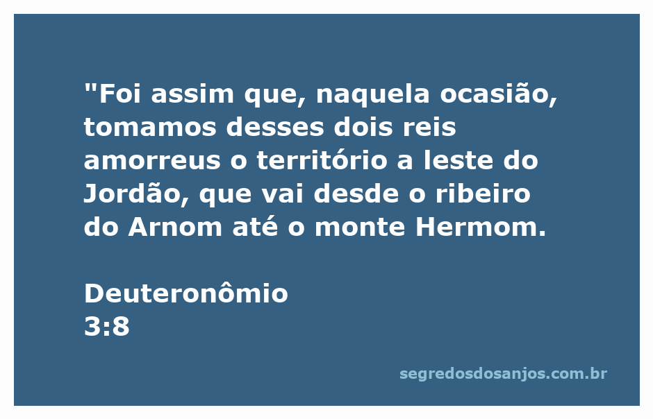 Mapa da conquista dos reis amorreus e território a leste do Jordão, incluindo o ribeiro do Arnom e o monte Hermom.