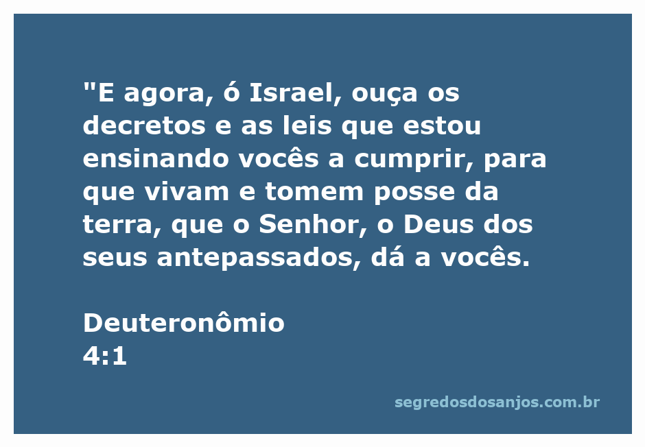 Imagem representativa do Deuteronômio 4:1 com a mensagem sobre ouvir e cumprir os decretos de Deus.