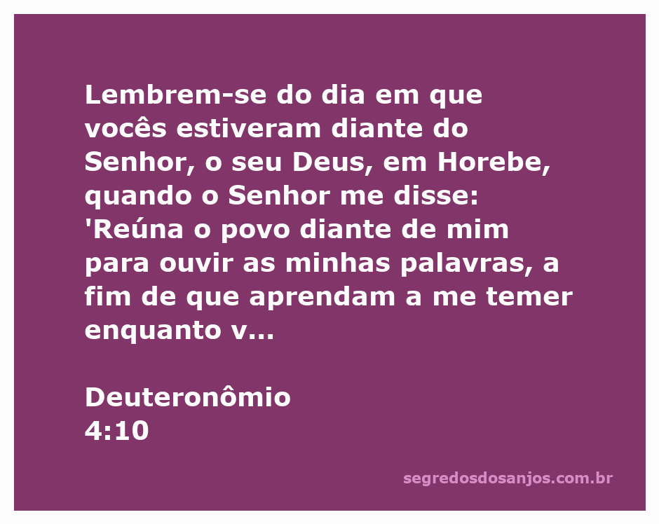 Deuteronômio 4:10 destacando a reunião do povo diante de Deus em Horebe