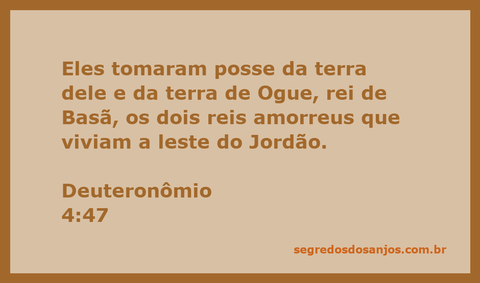Mapa ilustrativo da conquista da terra dos reis amorreus, mostrando Deuteronômio 4:47.