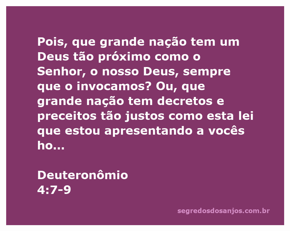 Ilustração do versículo Deuteronômio 4:7-9 destacando a proximidade de Deus e a importância da lembrança dos ensinamentos.