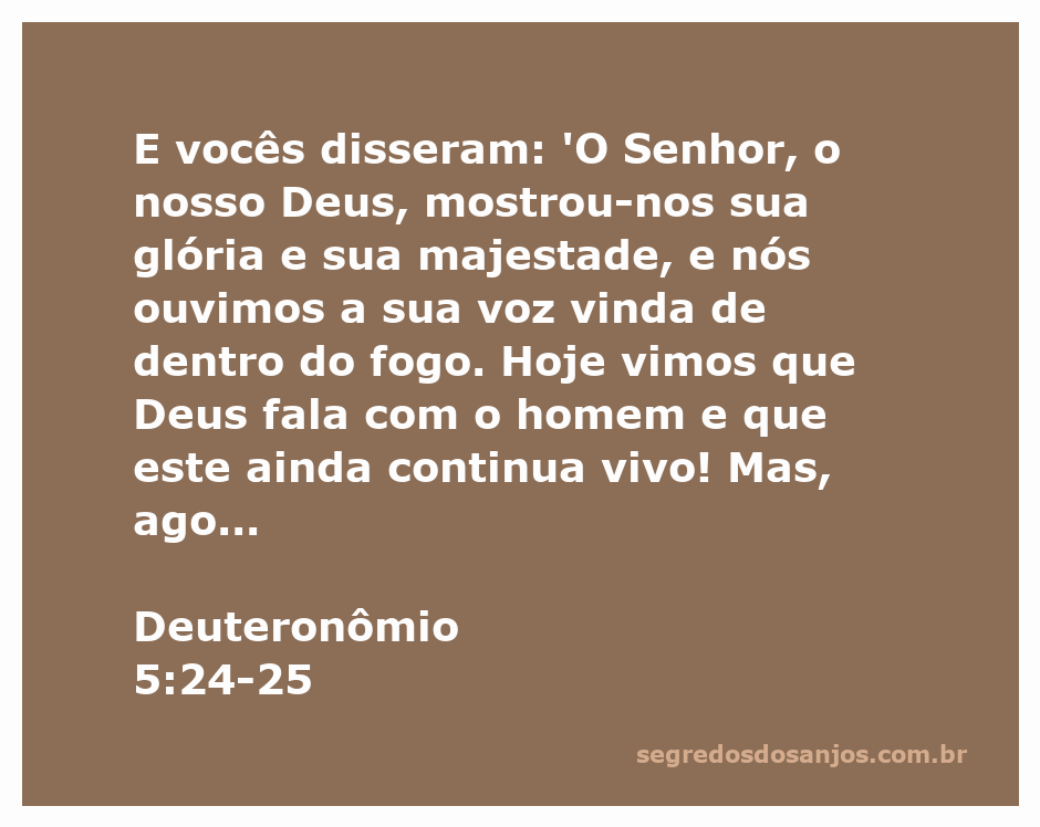 Imagem representando a manifestação da glória e majestade de Deus em Deuteronômio 5:24-25, com fogo e um povo ouvindo a voz divina.