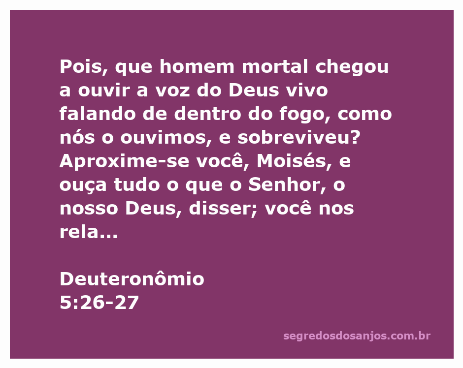 Moisés ouvindo a voz de Deus no Monte Sinai, representando a passagem de Deuteronômio 5:26-27.