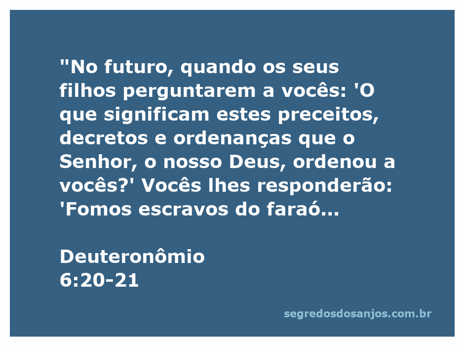 Ilustração da passagem de Deuteronômio 6:20-21, representando a libertação do povo hebreu do Egito.
