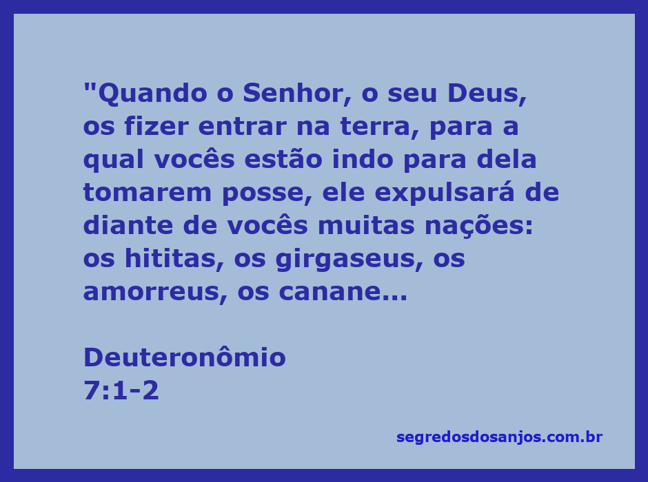 Ilustração da conquista de Canaã, representando a expulsão das nações conforme Deuteronômio 7:1-2.