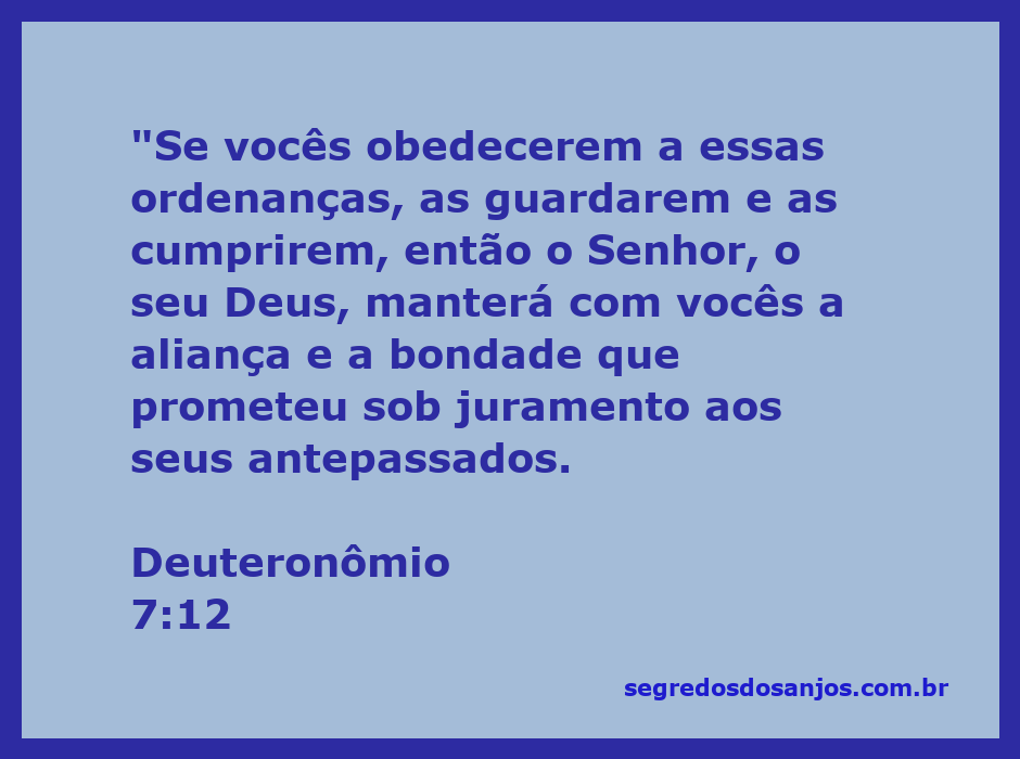 Imagem representativa da obediência a Deus com Deuteronômio 7:12 em destaque.