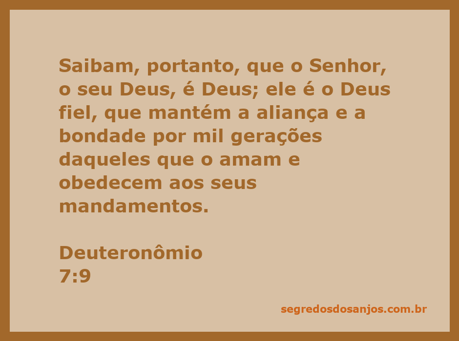 Deus é fiel e mantém a aliança por mil gerações, conforme Deuteronômio 7:9.