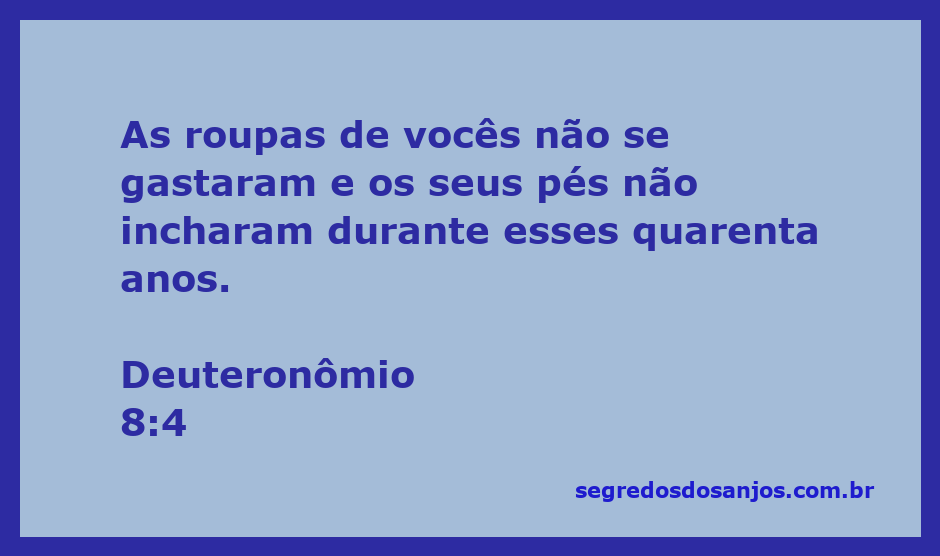 Uma ilustração de Deuteronômio 8:4 mostrando roupas intactas e pés saudáveis após 40 anos no deserto.