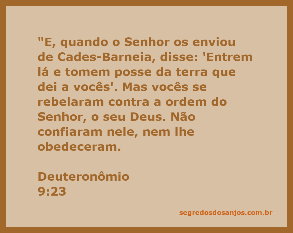 Imagem representativa da passagem de Deuteronômio 9:23, mostrando a rebelião do povo contra a ordem de Deus sobre a terra prometida.