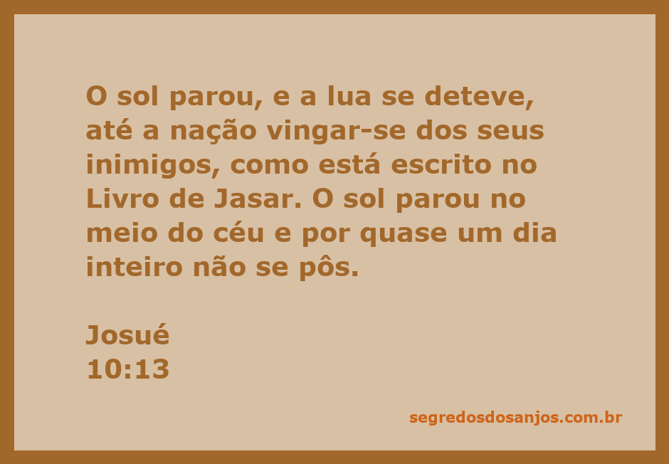 Ilustração do milagre em Josué 10:13, onde o sol e a lua pararam no céu durante a batalha.