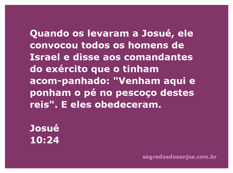 Imagem de Josué ordenando que os comandantes coloquem o pé no pescoço dos reis capturados.