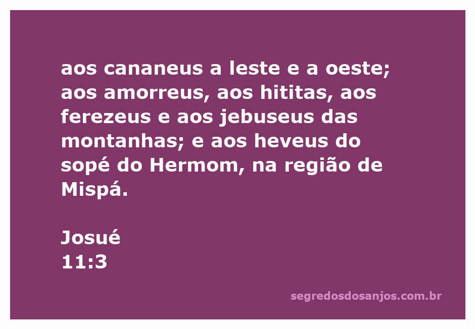 Mapa da conquista dos cananeus e povos vizinhos mencionado em Josué 11:3
