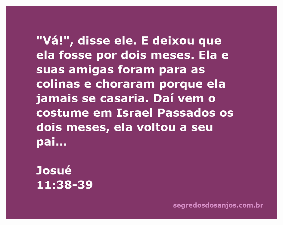 Ilustração da passagem bíblica de Josué 11:38-39, mostrando a tristeza de uma jovem que não se casará.