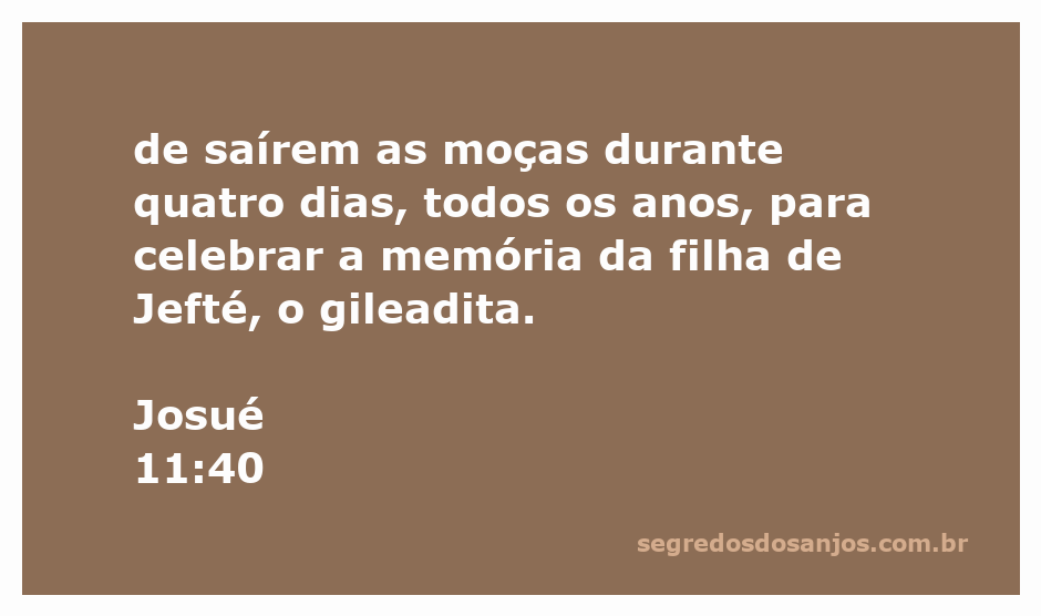 Celebração em memória da filha de Jefté, referenciada em Josué 11:40