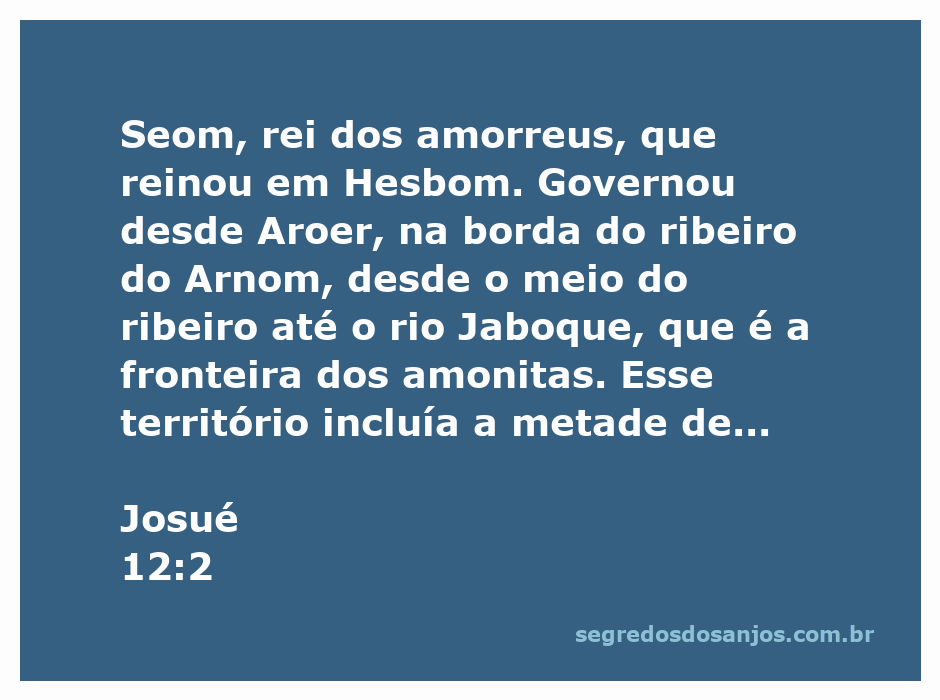 Mapa da terra de Seom, rei dos amorreus, destacando o território de Hesbom e suas fronteiras.