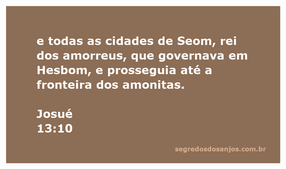 Mapa das cidades de Seom, rei dos amorreus, em Hesbom, com a fronteira dos amonitas ao fundo.