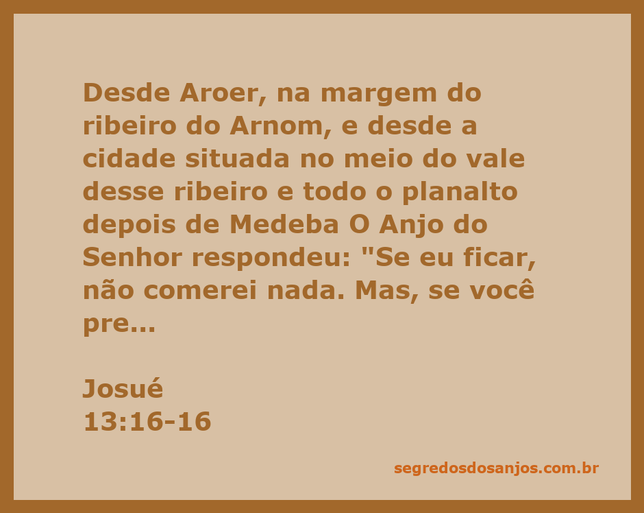 Ilustração do Anjo do Senhor falando com Manoá, destacando a passagem de Josué 13:16-16.