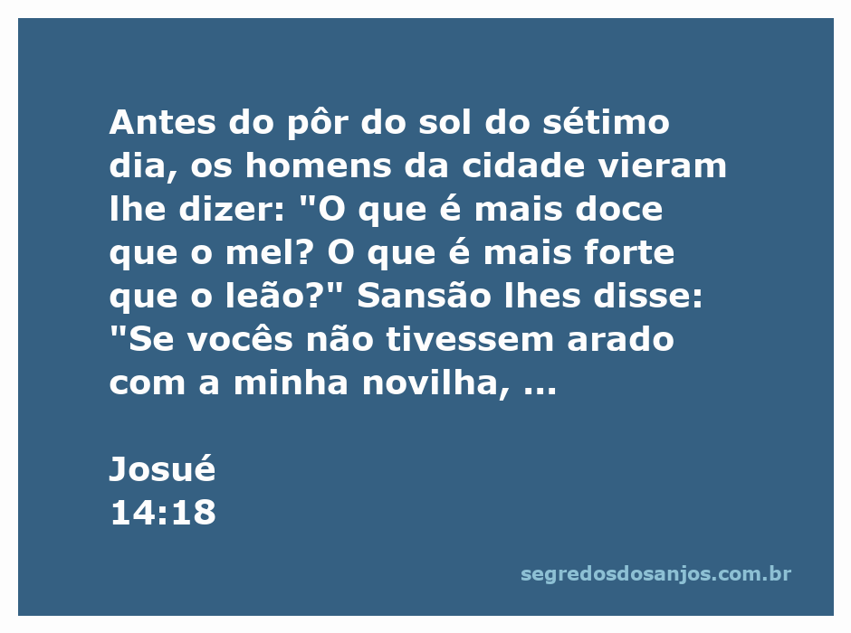 Ilustração de Sansão respondendo ao enigma dos homens da cidade, com elementos de mel e um leão ao fundo.