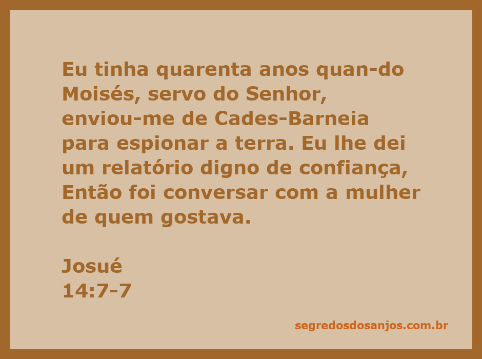 Josué recordando sua missão de espionagem na terra prometida aos 40 anos.