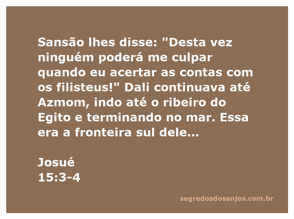 Imagem representativa da passagem de Josué 15:3-4, mostrando a jornada de Sansão e a fronteira sul dos filisteus.