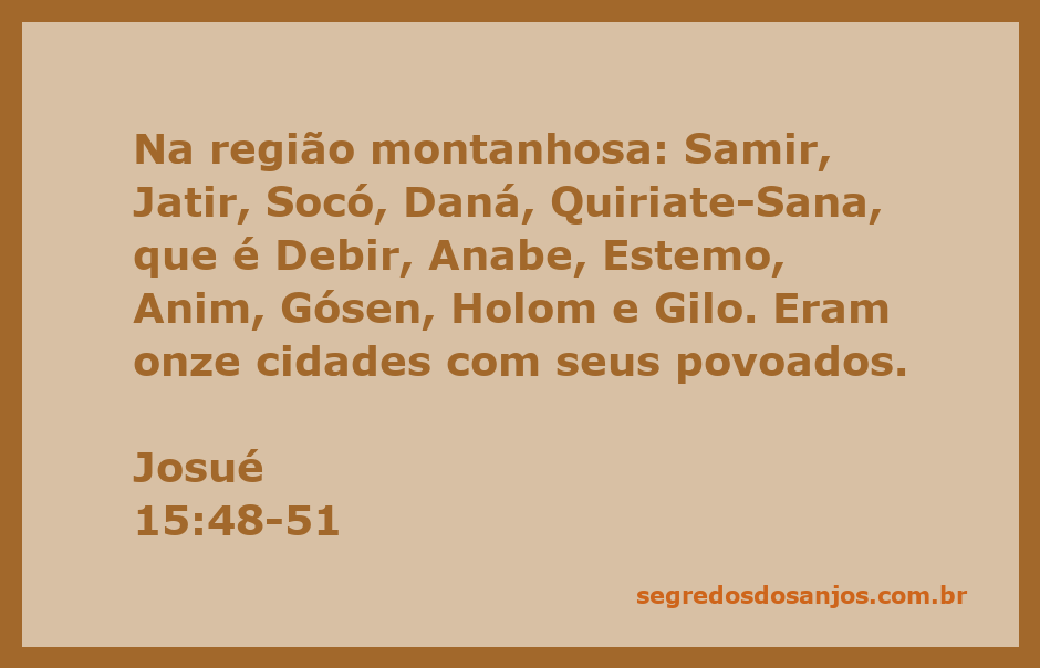 Mapa da região montanhosa de Judá com as cidades mencionadas em Josué 15:48-51