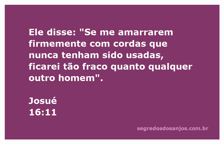 Imagem representando a passagem bíblica de Josué 16:11, onde um homem fala sobre ser amarrado com cordas novas.