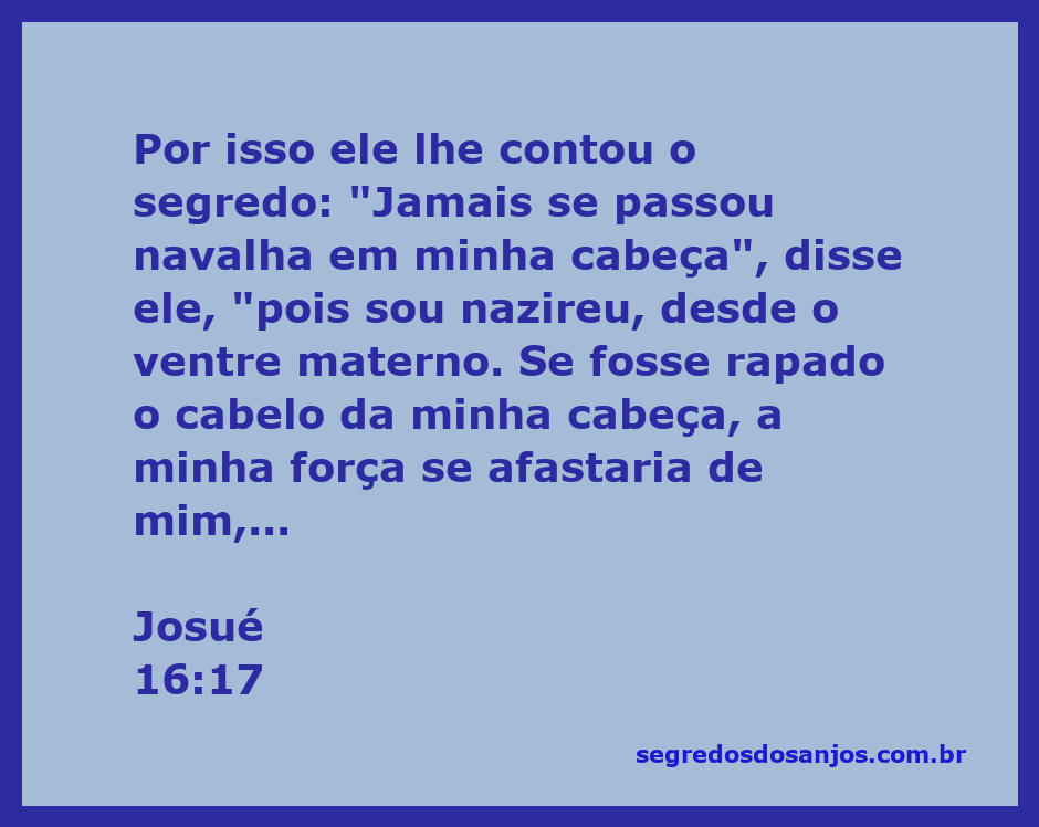 Imagem de um homem com cabelo longo, simbolizando a força e o voto de nazireu, inspirado no versículo de Josué 16:17.