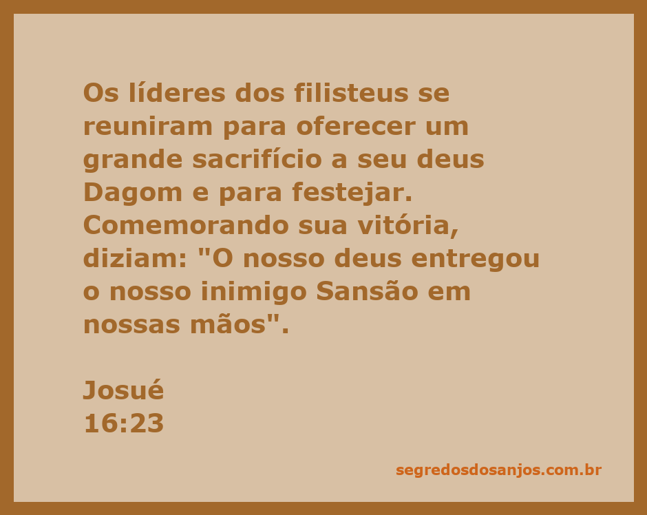 Ilustração dos filisteus celebrando a captura de Sansão, oferecendo sacrifícios a seu deus Dagom.