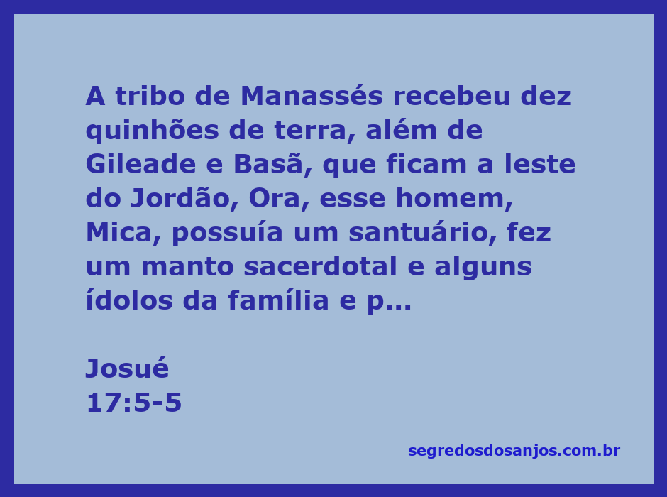 Ilustração da tribo de Manassés recebendo suas terras, com destaque para Mica e seu santuário.