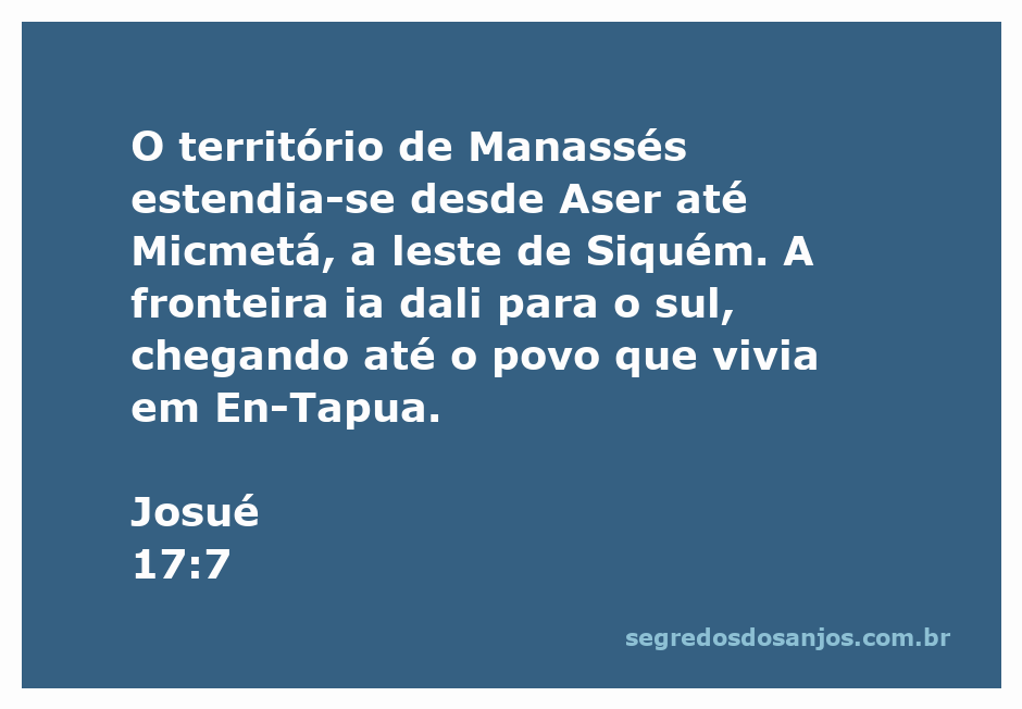 Mapa ilustrativo do território de Manassés conforme descrito em Josué 17:7, mostrando a extensão desde Aser até Micmetá e En-Tapua.