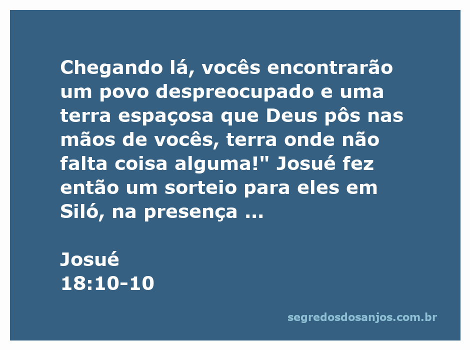 Josué sorteando a terra para as tribos de Israel em Siló, simbolizando a providência divina e a abundância da terra prometida.