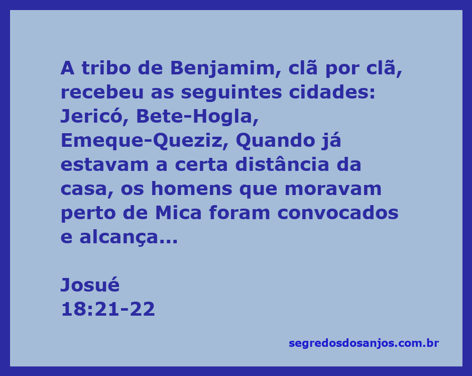 Mapa da distribuição das cidades da tribo de Benjamim com destaque para Jericó, Bete-Hogla e Emeque-Queziz.