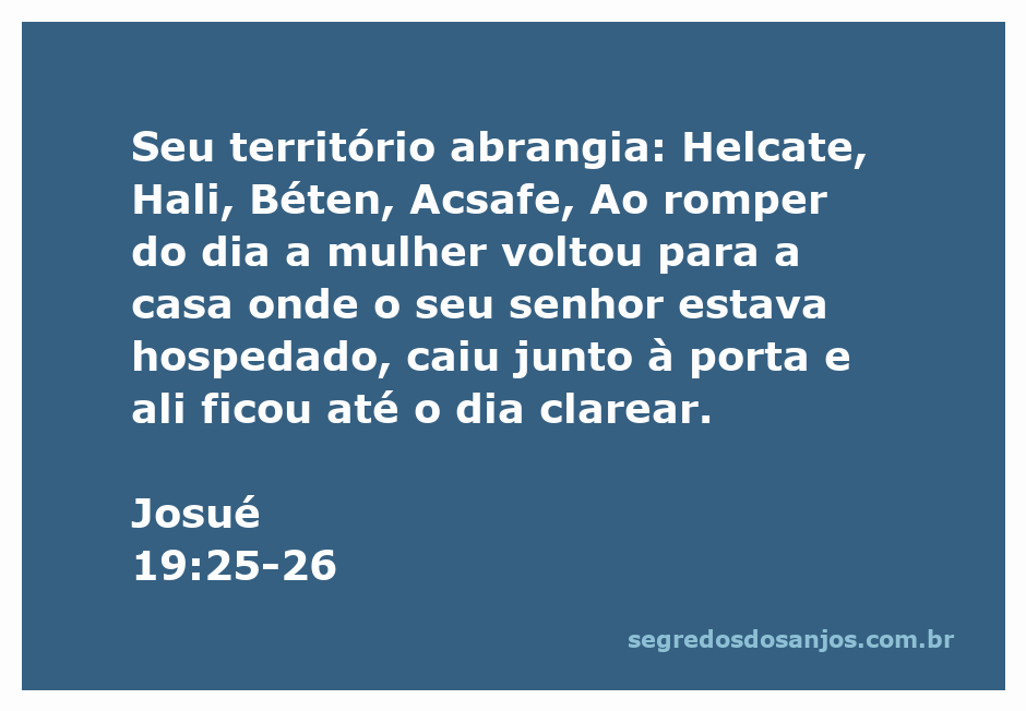 Mapa da região mencionada em Josué 19:25-26, destacando as cidades de Helcate, Hali, Béten, Acsafe e a posição da mulher ao amanhecer.