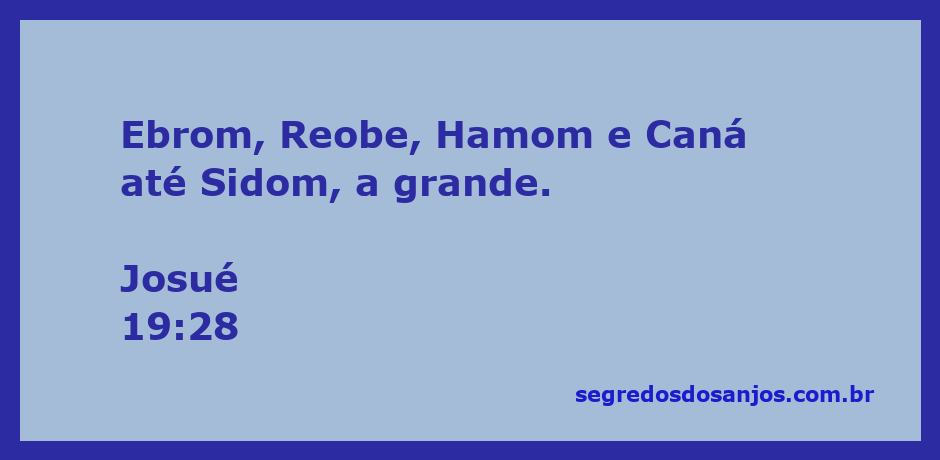 Mapa mostrando as cidades de Ebrom, Reobe, Hamom e Caná até Sidom mencionadas em Josué 19:28.