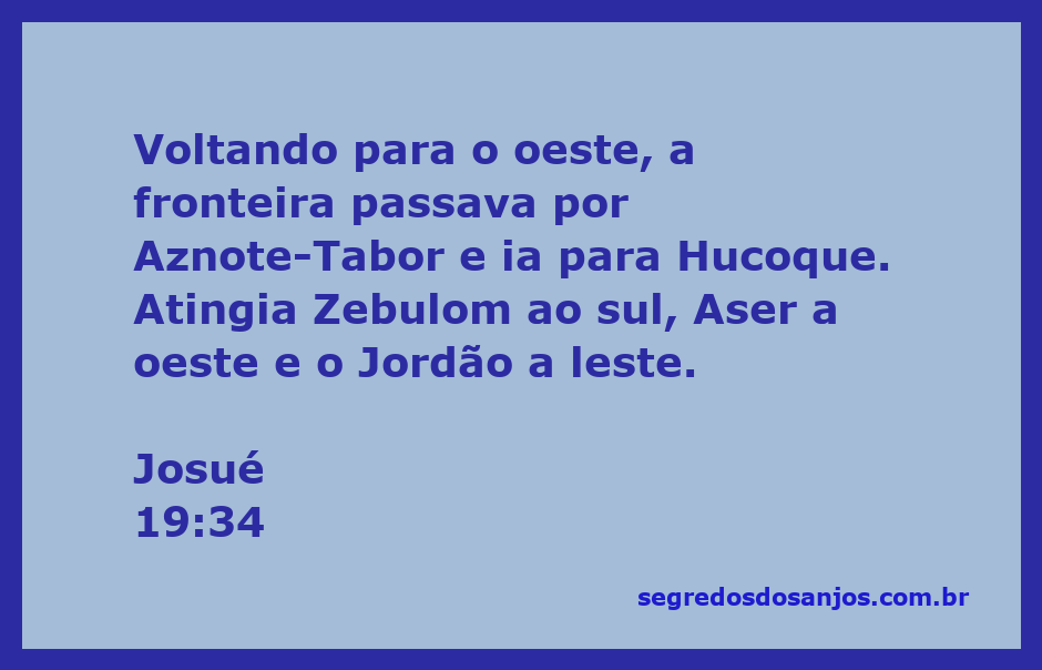 Mapa da divisão da terra de Israel mostrando a fronteira mencionada em Josué 19:34