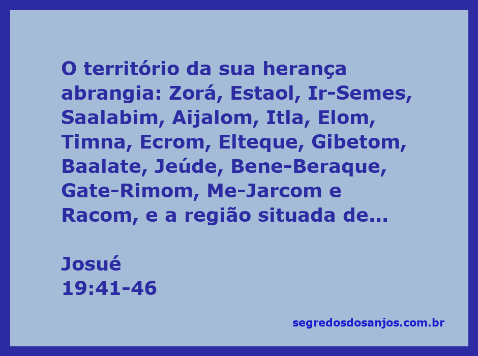 Mapa da herança territorial mencionada em Josué 19:41-46, destacando Zorá, Estaol, Ir-Semes e outras cidades.