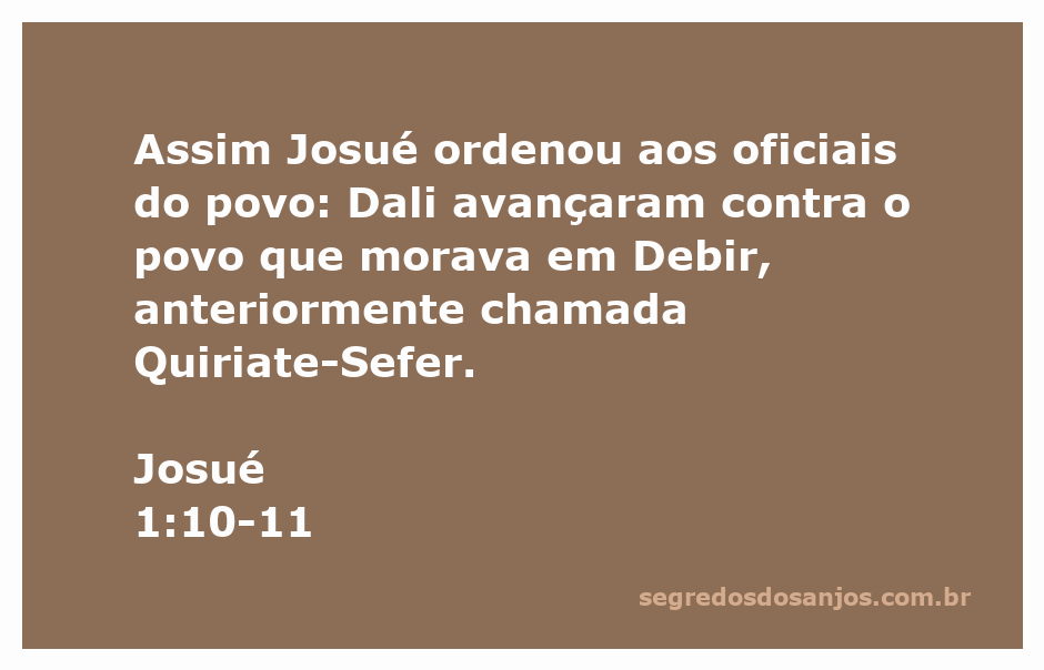 Josué instruindo os oficiais do povo sobre a conquista de Debir