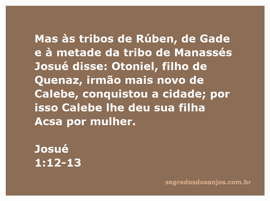 Ilustração de Josué 1:12-13 mostrando Otoniel conquistando a cidade e recebendo Acsa como esposa.