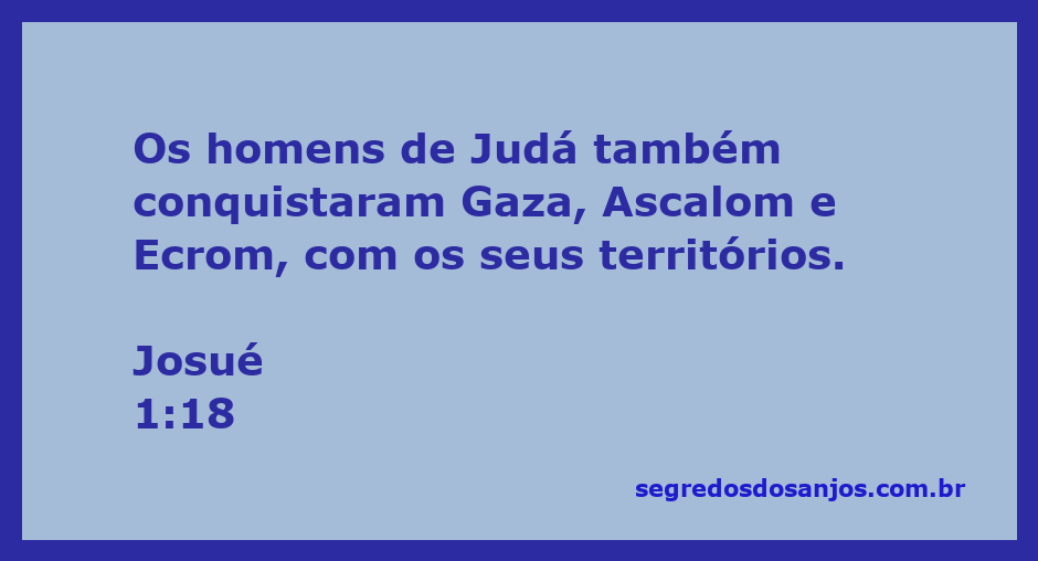 Mapa da conquista de Gaza, Ascalom e Ecrom pelos homens de Judá na passagem de Josué 1:18