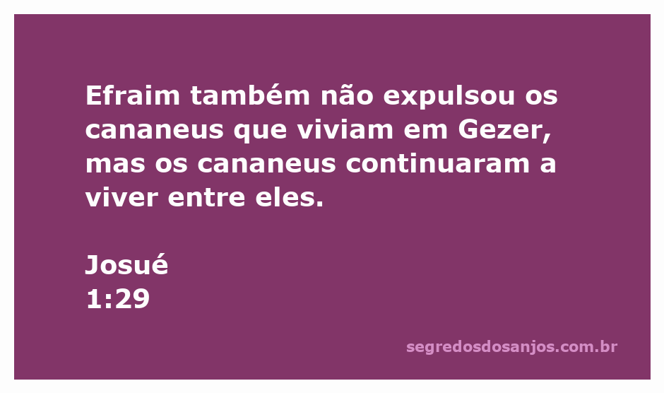 Ilustração da passagem bíblica Josué 1:29, mostrando a situação dos cananeus em Gezer.