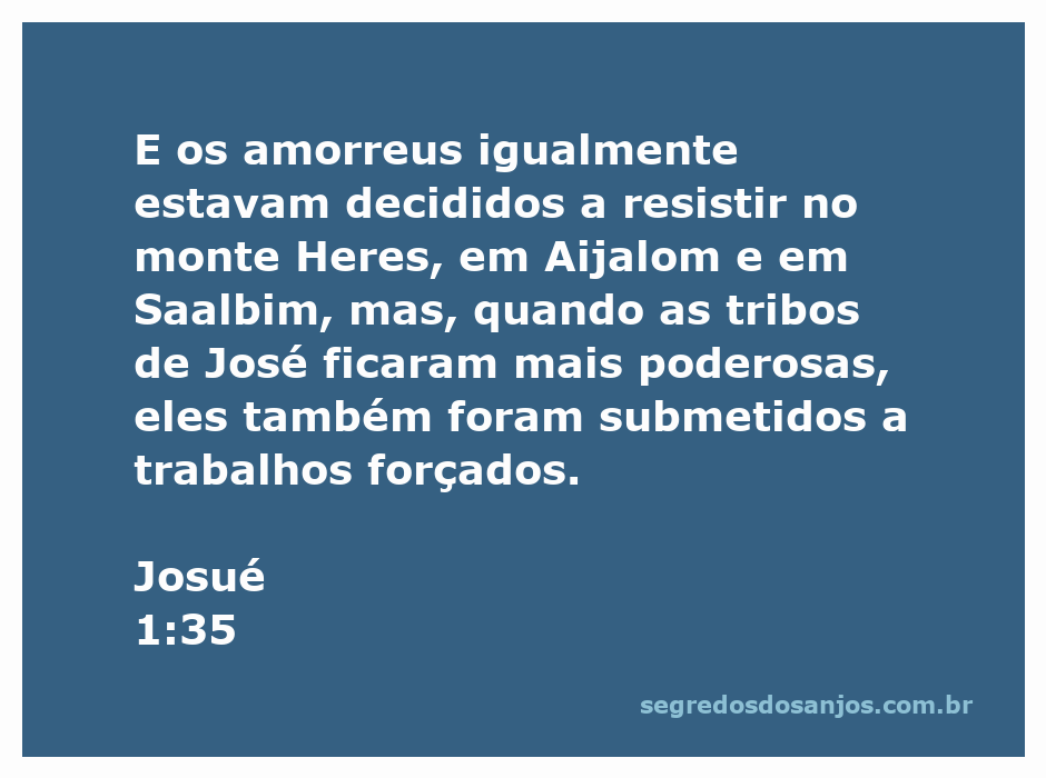 Ilustração da passagem de Josué 1:35, mostrando a resistência dos amorreus e a força das tribos de José.