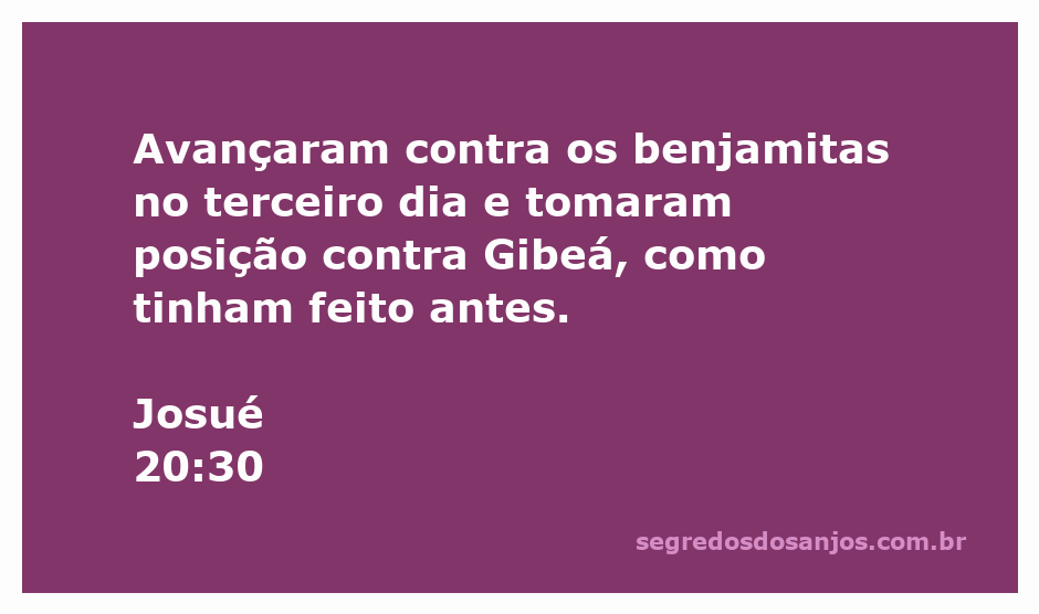 Ilustração da batalha contra os benjamitas em Gibeá, conforme descrito em Josué 20:30.