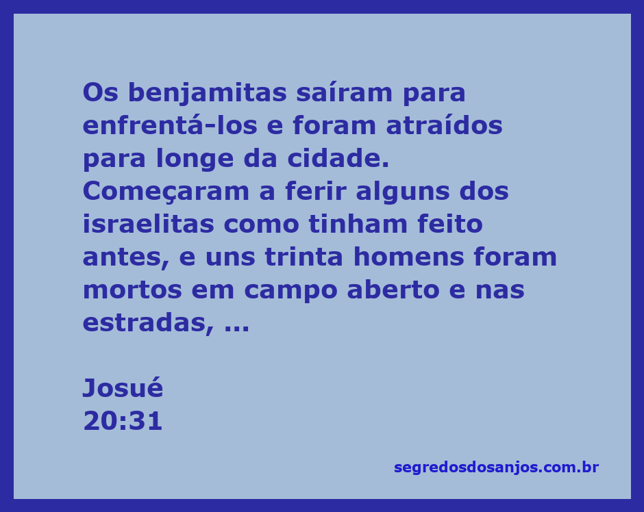 Ilustração da batalha entre os benjamitas e os israelitas, representando a cena do versículo Josué 20:31.