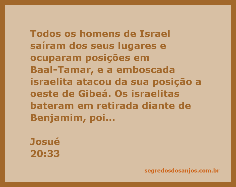 Ilustração da batalha entre os israelitas e os benjamitas em Baal-Tamar, conforme descrito em Josué 20:33.