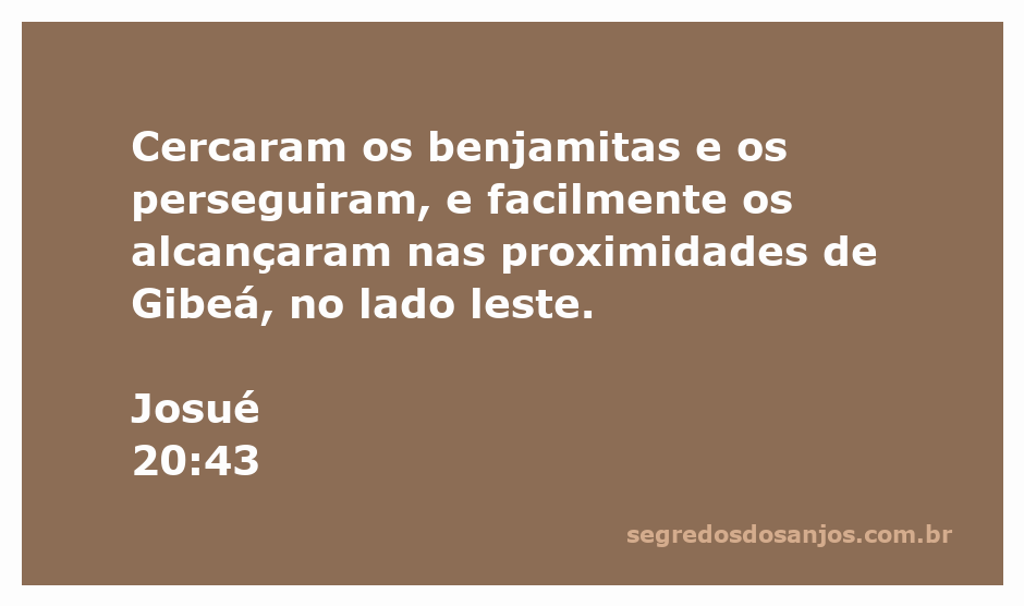 Ilustração da perseguição dos benjamitas em Gibeá, destacando a localização e o contexto da passagem bíblica de Josué 20:43.