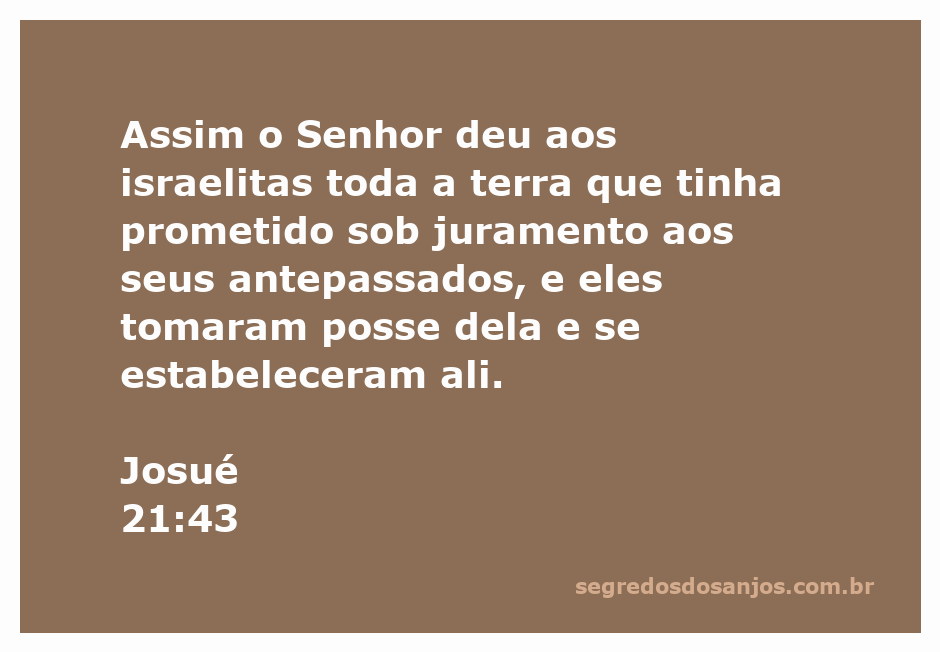 Imagem representativa da terra prometida aos israelitas conforme descrito em Josué 21:43.